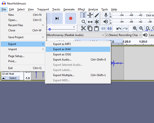 Export as WAV