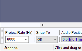 Set project rate to 8 kHz